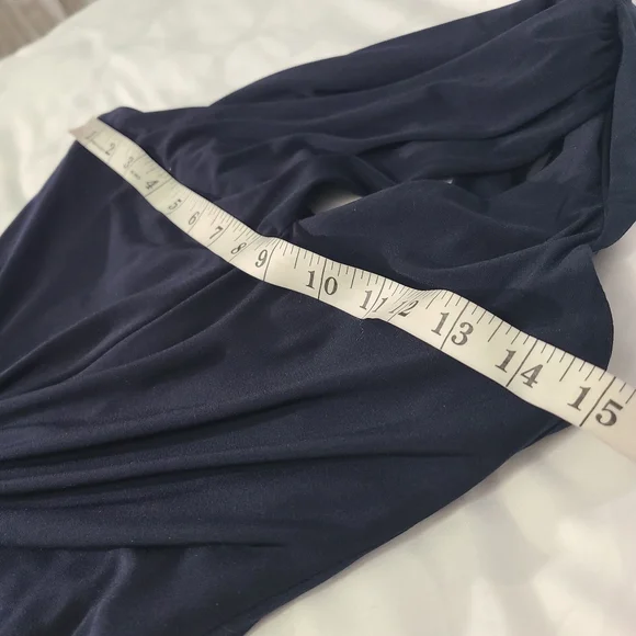 David Meister Dress Gown Maxi Dark Blue One Shoulder Crystal Wedding 2 - Picture 12 of 16